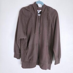 JoyLab Womens Mixed Texture French Terry Full Zip Hoodie Gray Small NWT